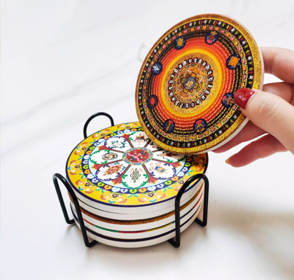 唐卡文创茶杯垫